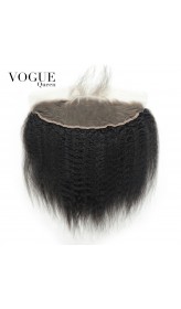 Human Virgin Hair Kinky Straight 13x4 Lace Frontal Closure With Baby Hair,Natural Color